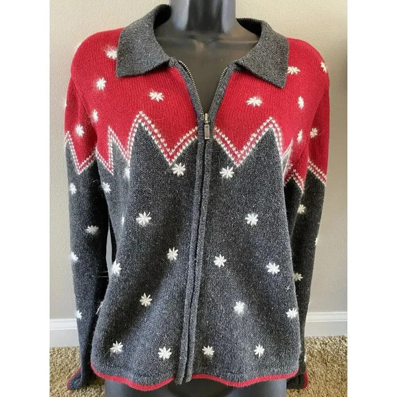 Vintage Women's Cardigan Sweater Snowflake Paul Harris Designs Christmas Small - Picture 2 of 6